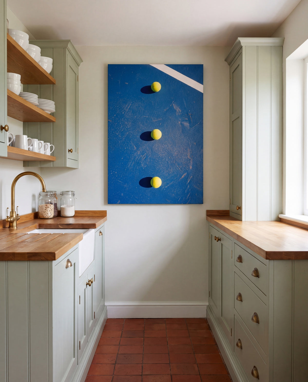 Tres Bolas, hung as a canvas