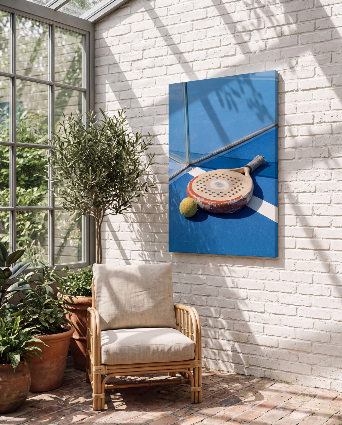 Rebote, hung as a canvas