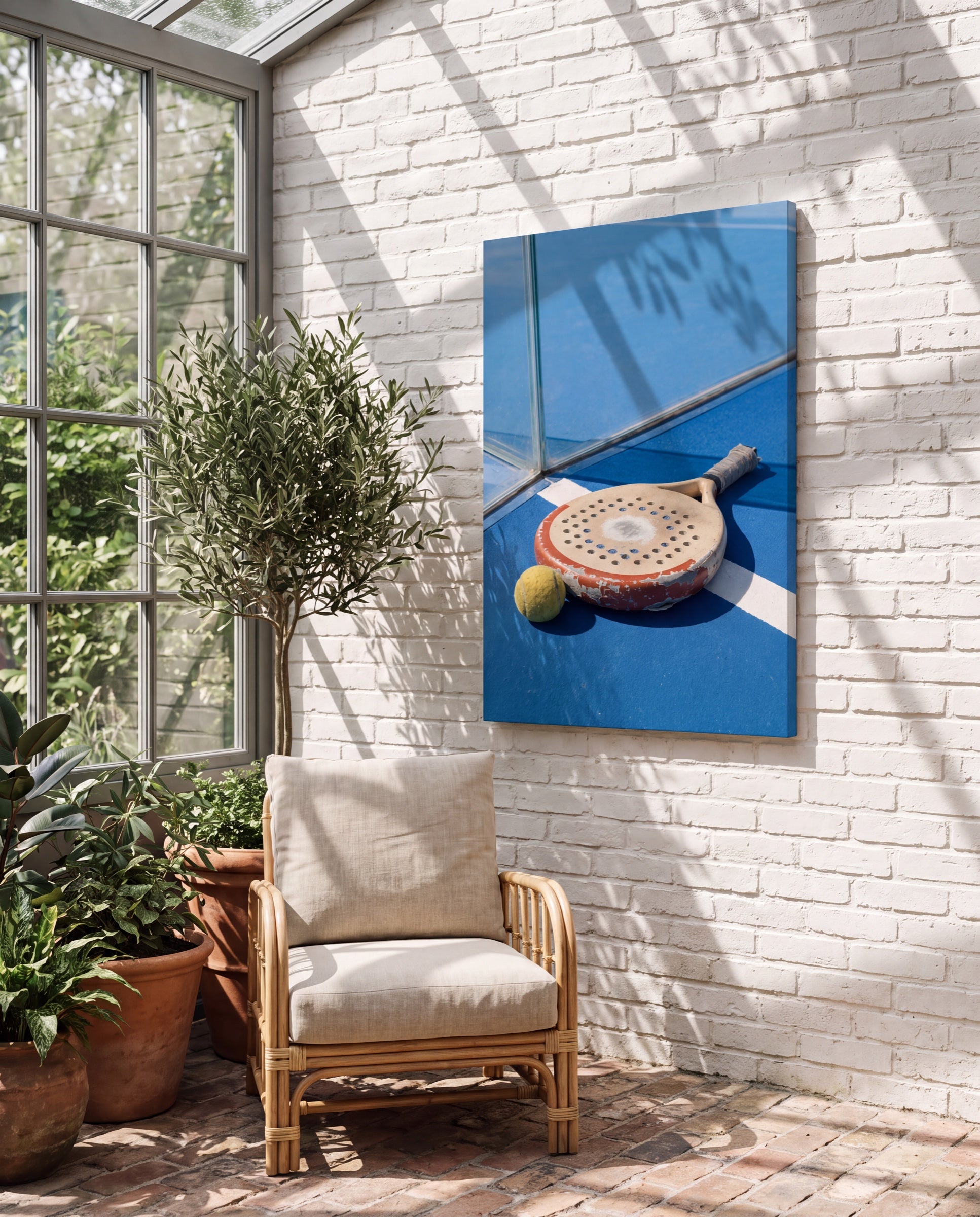 Rebote, hung as a canvas