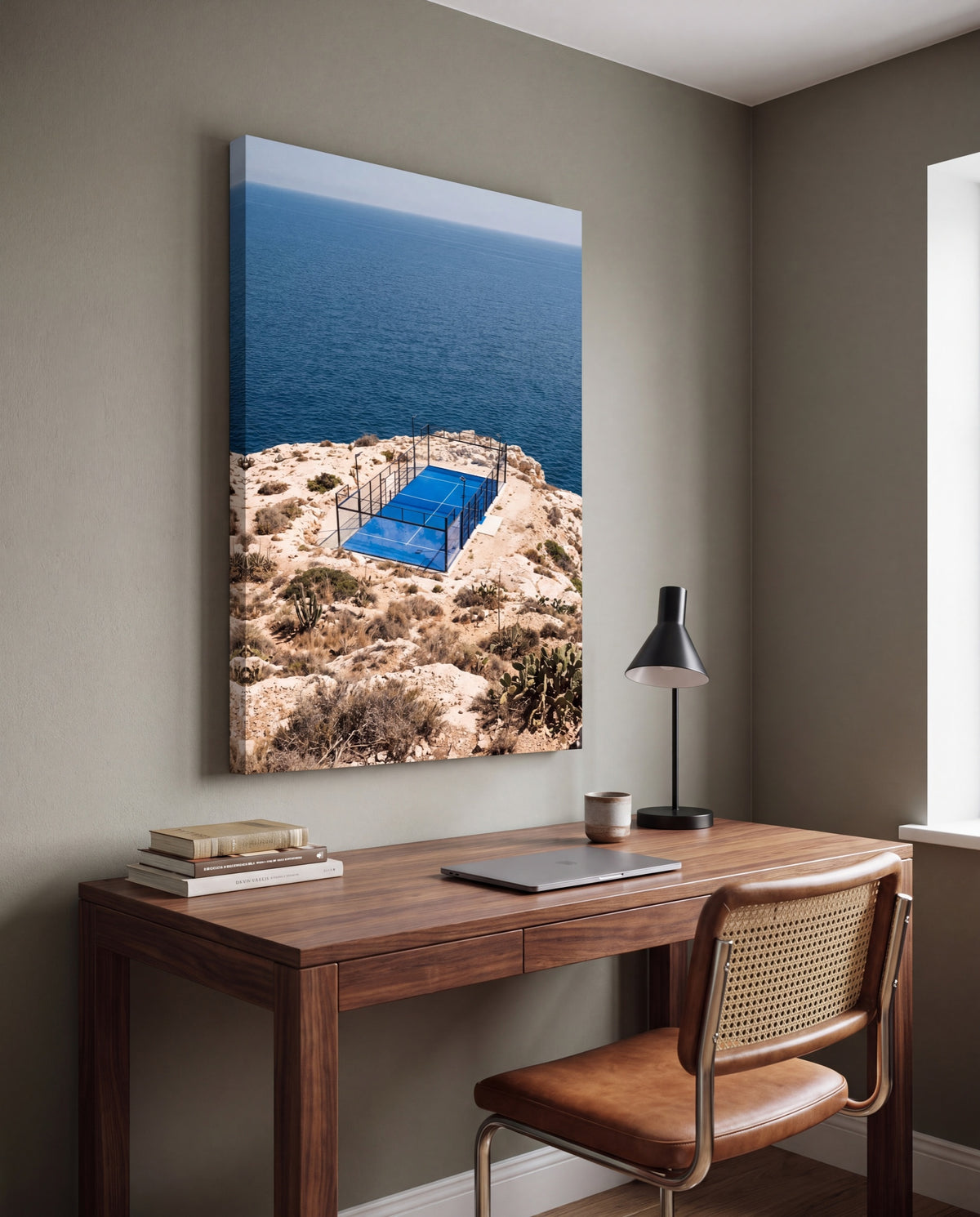 Acantilado, hung as a canvas