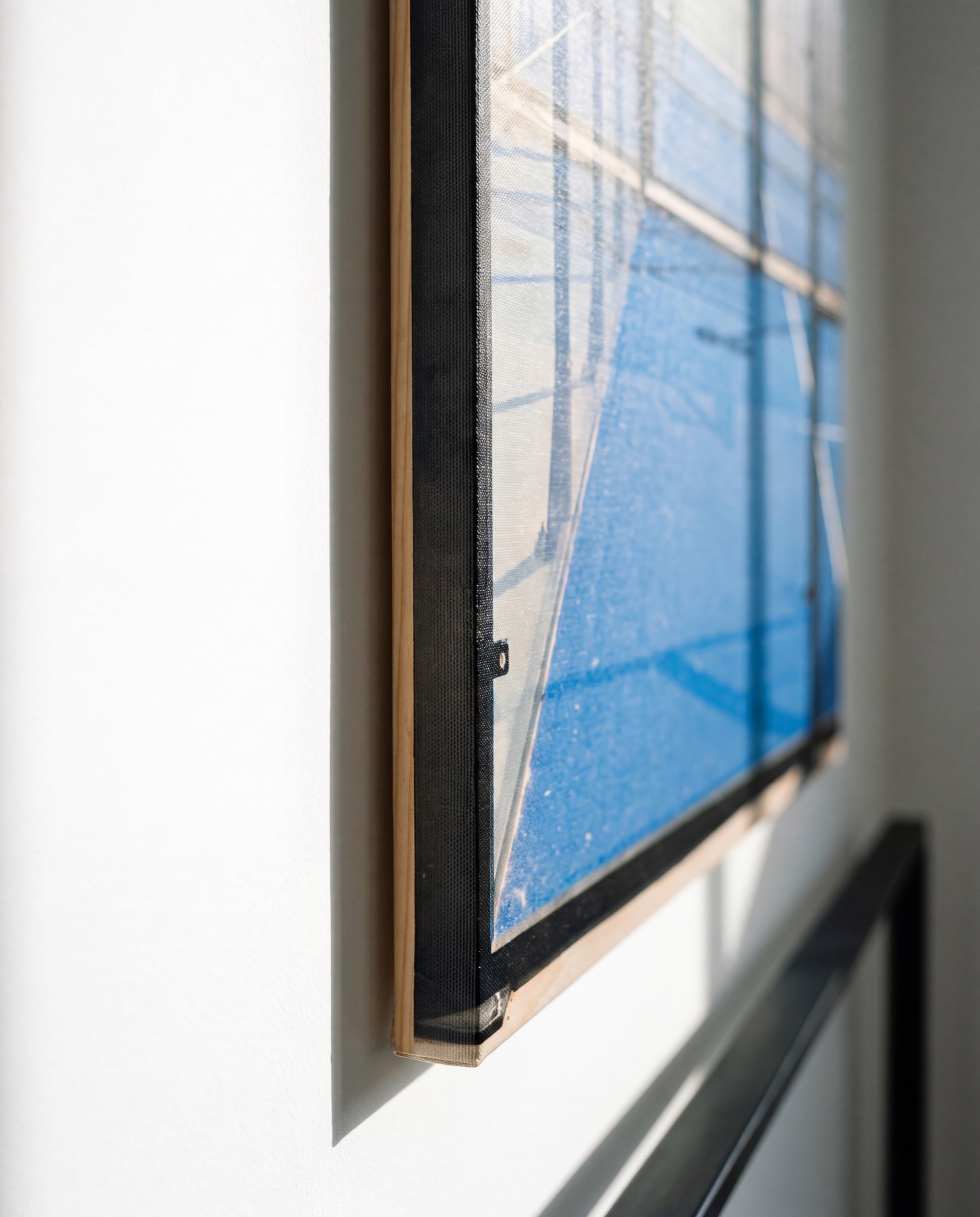 The Cage, the wrapped edge of the canvas