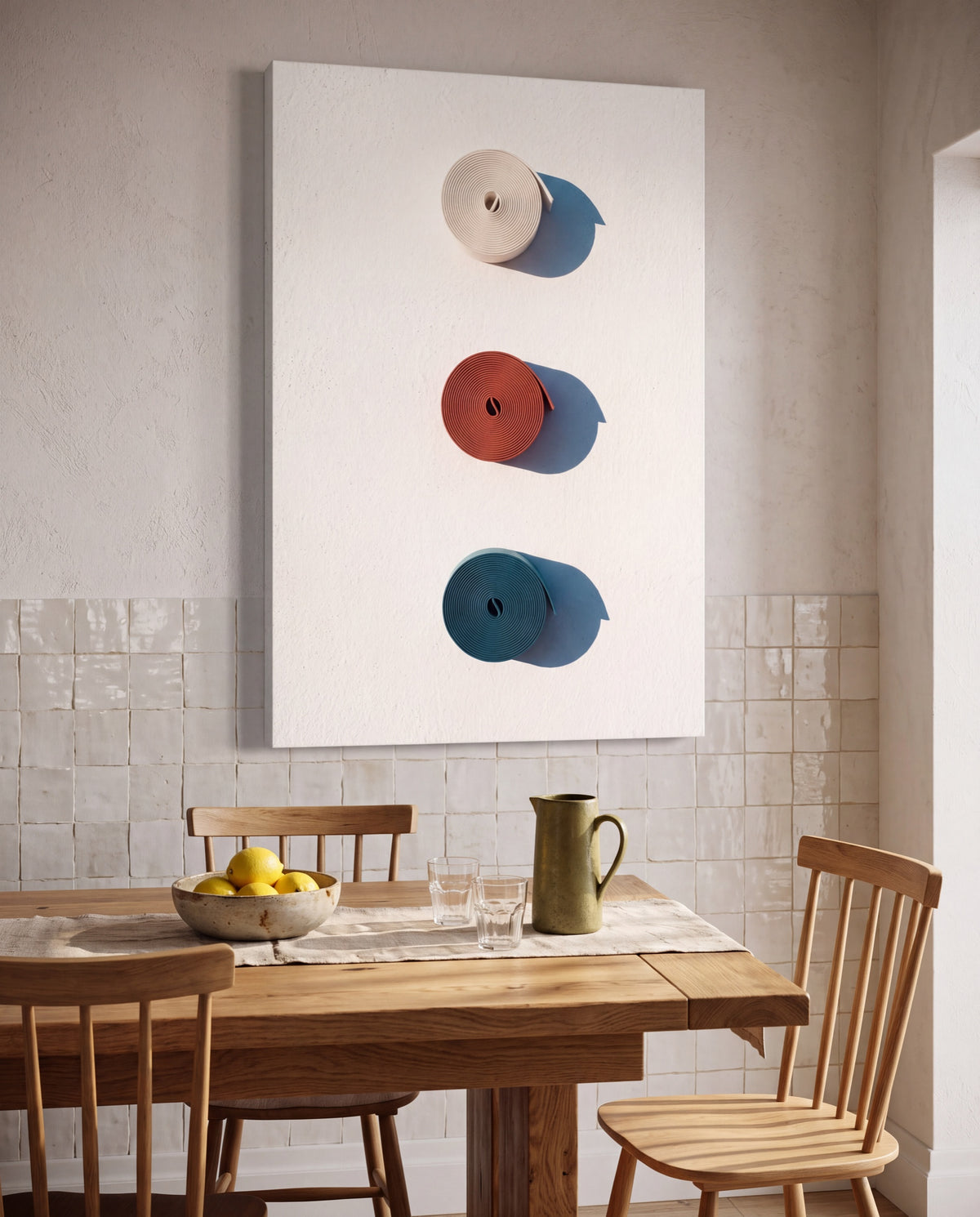 Tres Grips, hung as a canvas