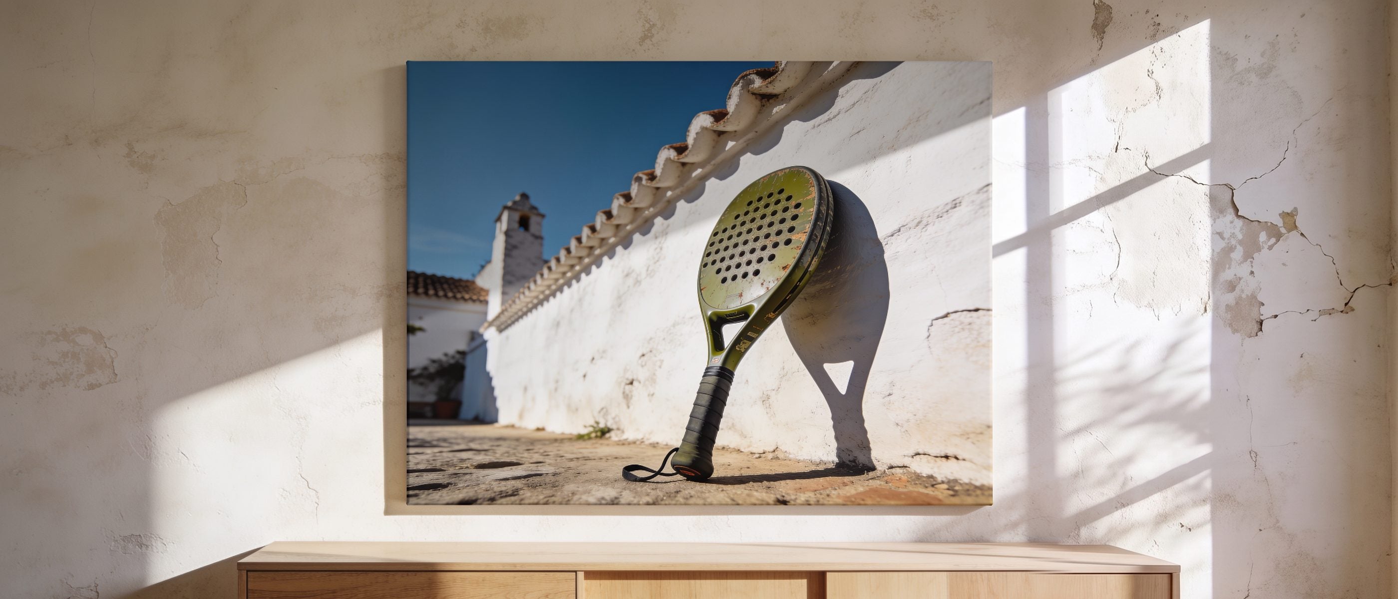 Padel, on the wall.